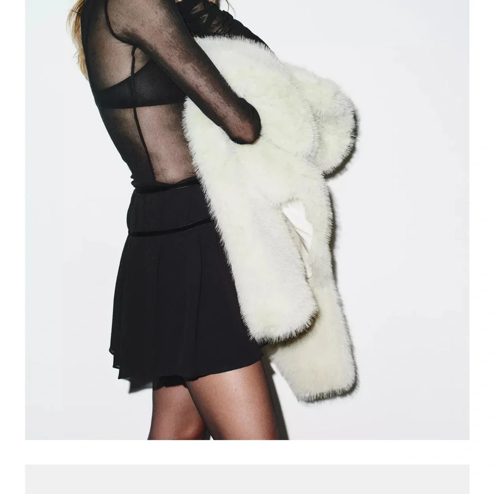 Zara NWT BLACK VELVET BOW GEORGETTE MINI SKIRT - Picture 6 of 9